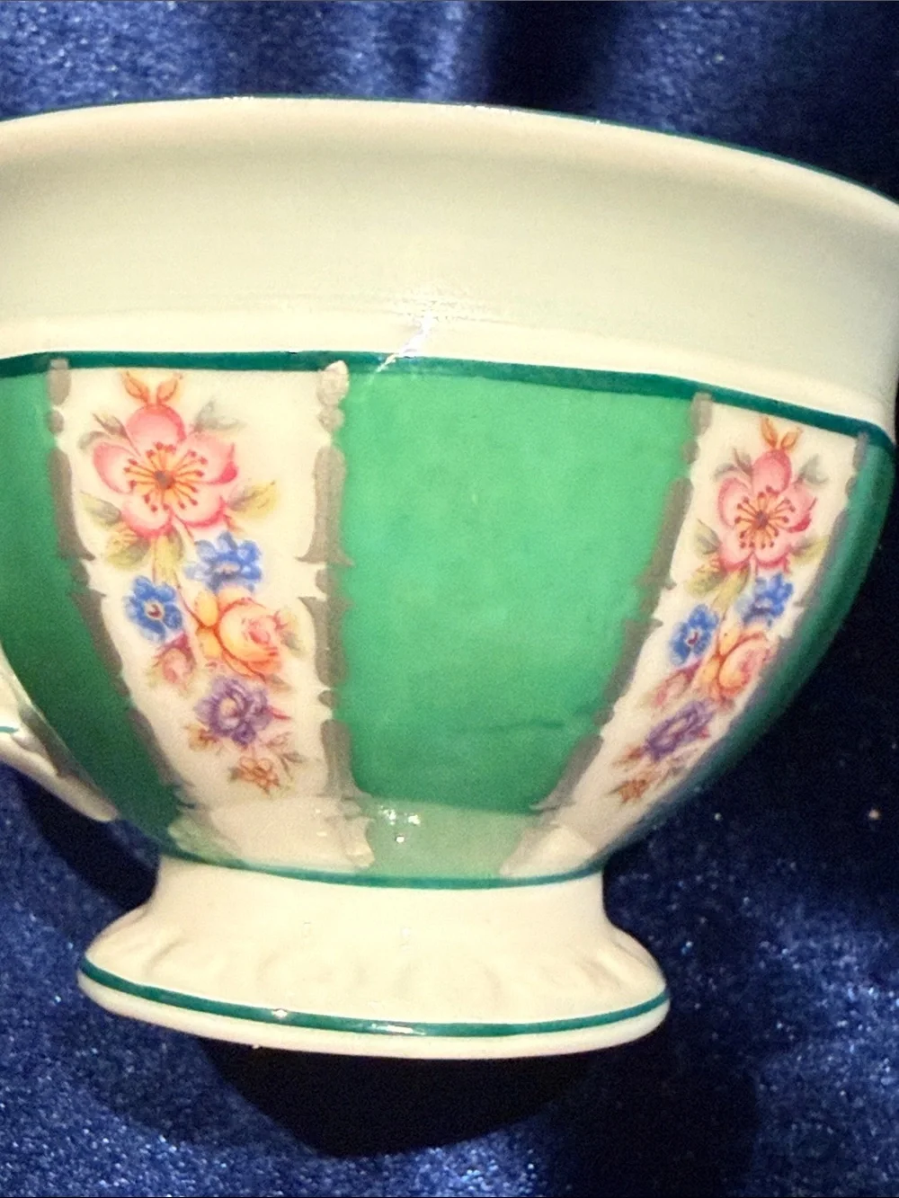 Stunning Rosenthal Maria Demitasse Cup & Saucer Alternating Green & Floral Panel